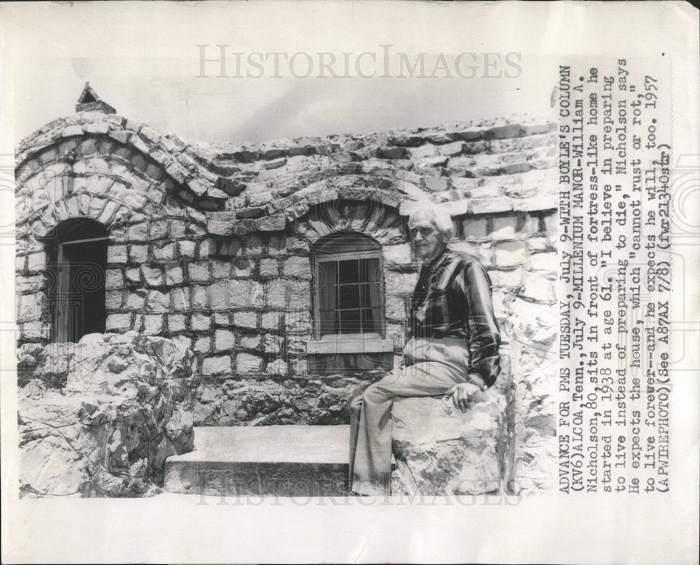 1957 Press Photo William Nicholson Fortress Home - Historic Images