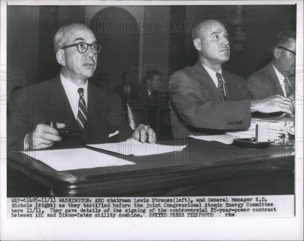 1954 Press Photo AEC Chairman Lewis Strause And General Manager K.D. Nichols - Historic Images