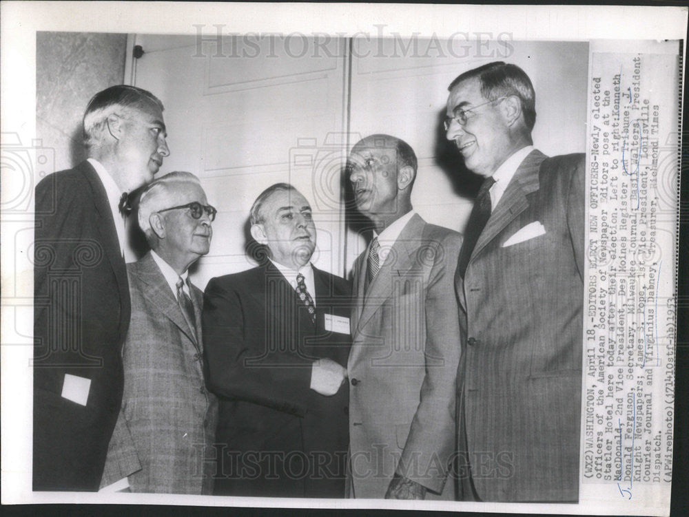 1953 Press Photo Newly elected officers of the American Society of Editors - Historic Images