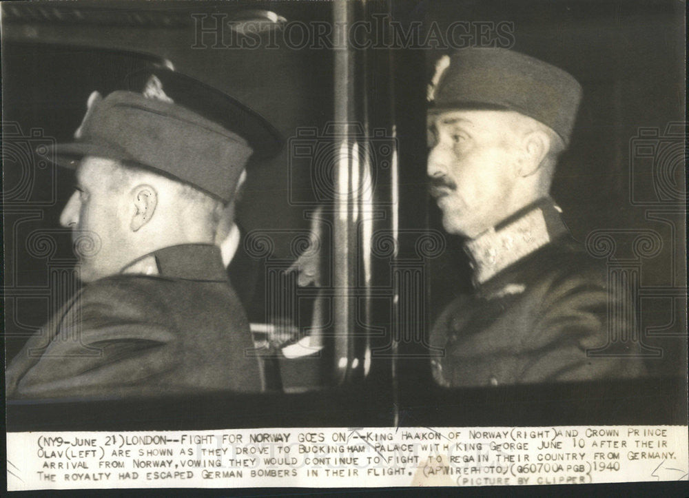 1940 Press Photo KING HAAKON NORWAY PRINCE OLAV BUCKINGHAM PALACE - Historic Images