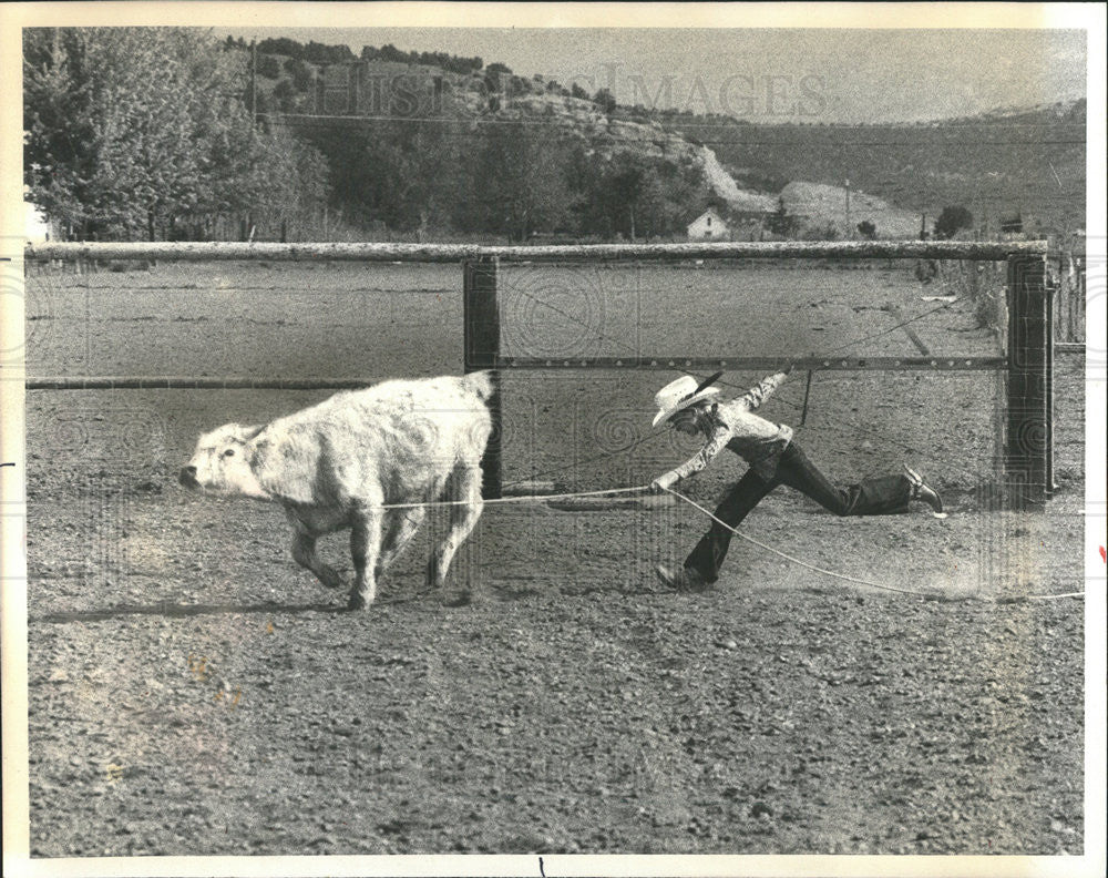 1979 Press Photo Jack Hadley/Roping Cattle/Steer/Rodeo/Colorado - Historic Images