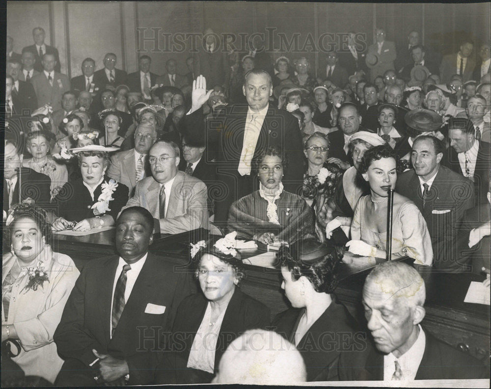 1955 Press Photo Patrick P.Petrone sworn West Side Blocster clerk City council - Historic Images