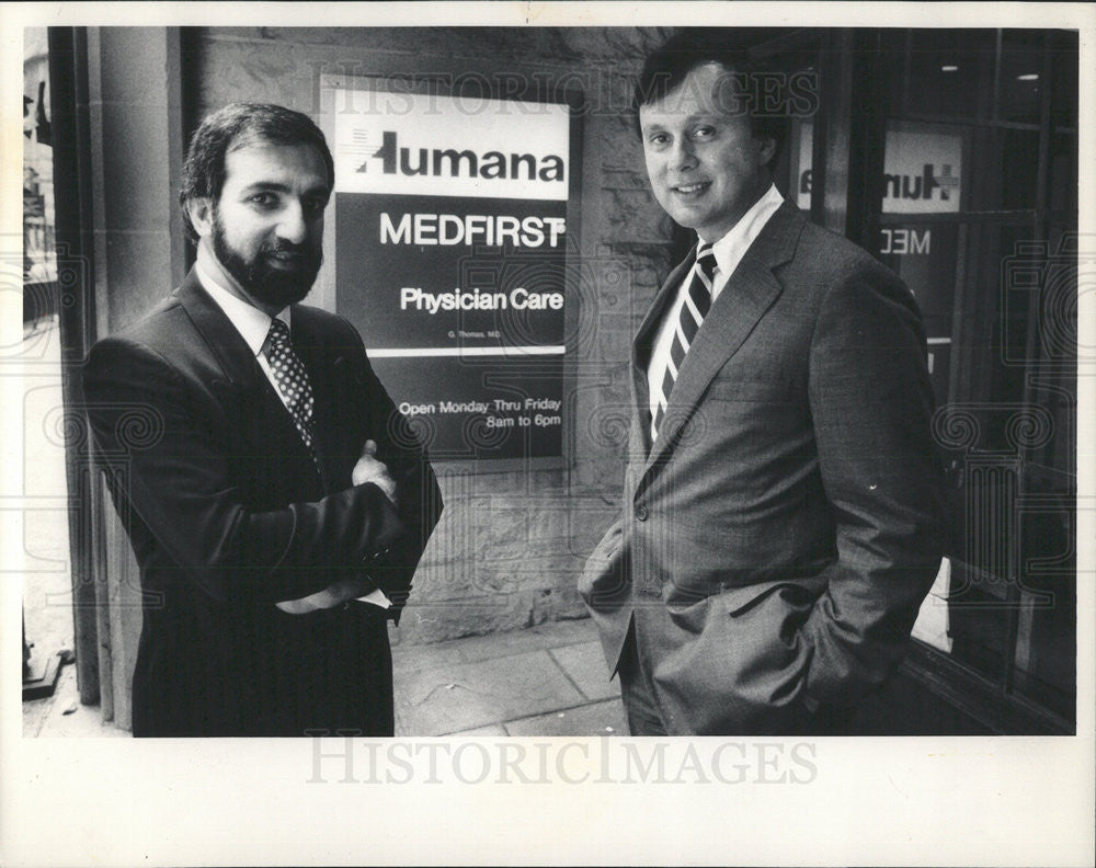 1987 Press Photo Kenneth V Hachikian Dr Joseph G Maloney Owners MedFirst - Historic Images