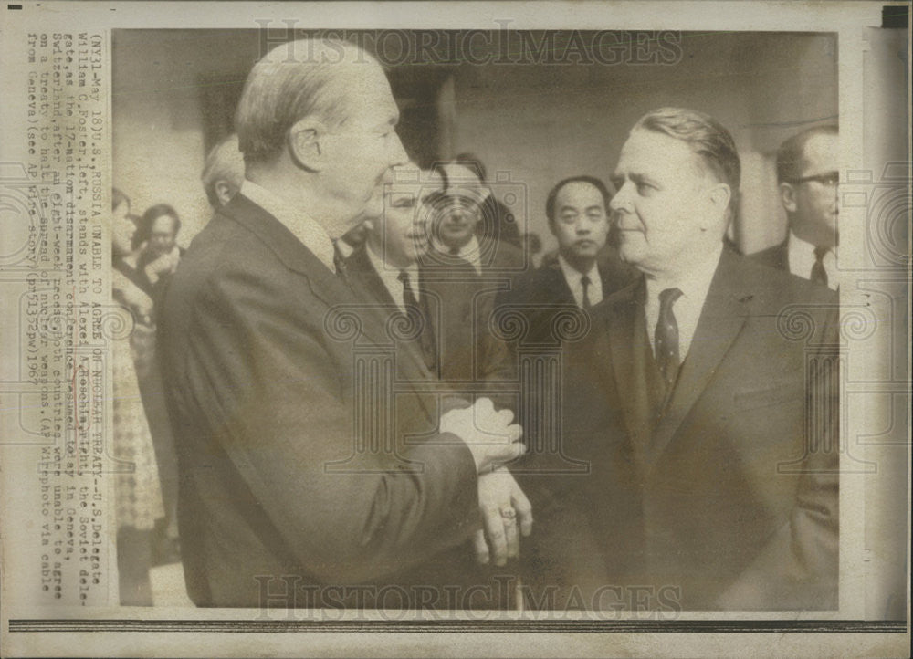 1967 Press Photo Alexei Roschin Soviet Delegate Disarmament Conference Geneva - Historic Images