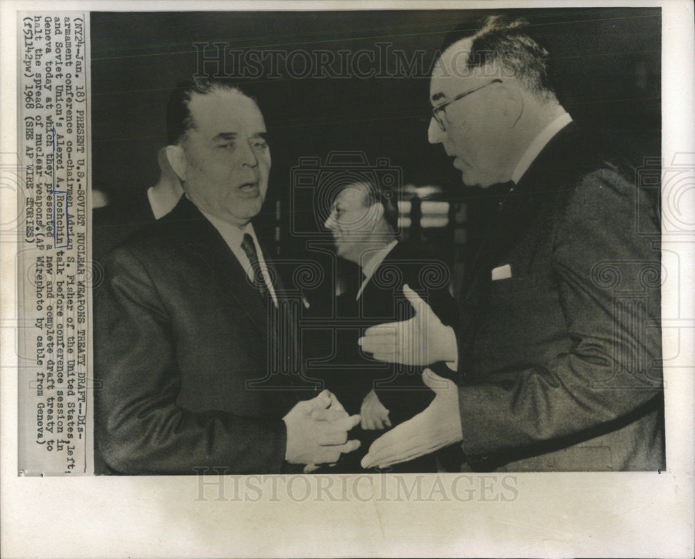 1968 Press Photo Disarmament conference co-chairman Adrian S. Fisher - Historic Images