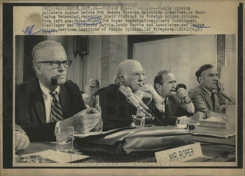 1975 Press Photo Roper Sindlinger Harris Gallup Appear Before Senate Committee - Historic Images