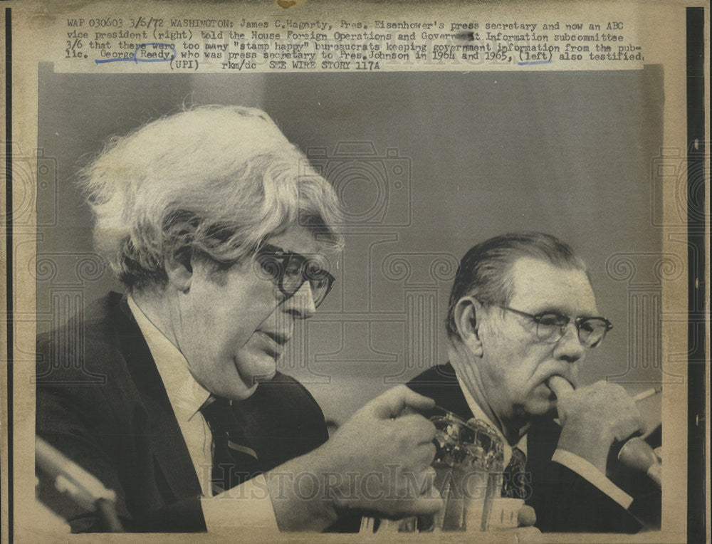 1972 Press Photo George Reedy White House Press Secretary President Johnson - Historic Images