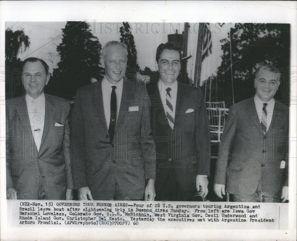 1960 Press Photo Argentina Tour Governor Stephan McNichols Colorado Rhode Island - Historic Images