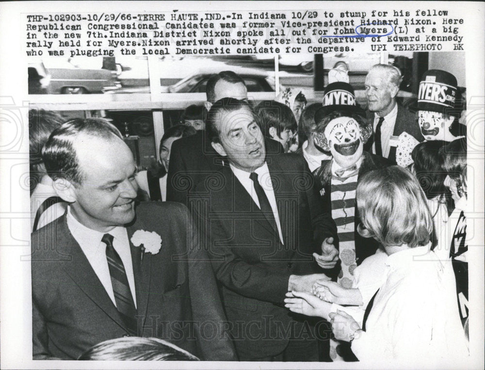 1966 Press Photo John Myers Republican Congressman Indiana rally Richard Nixon - Historic Images