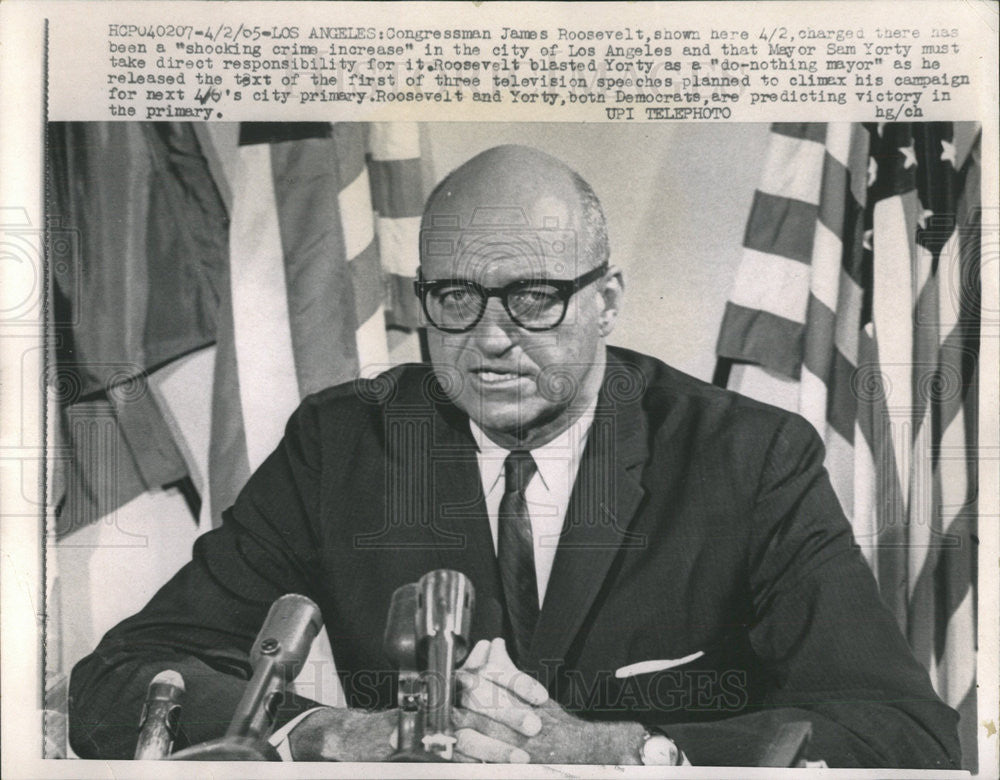 1965 Press Photo United States California Congressman James Roosevelt - Historic Images