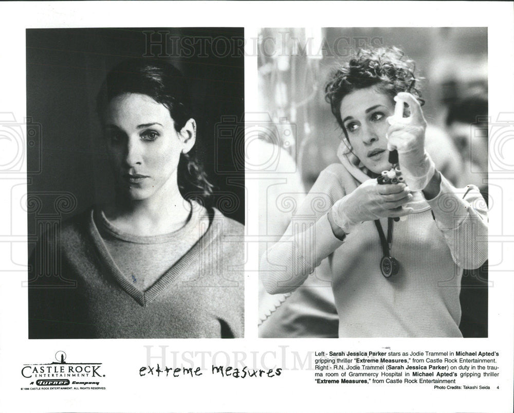 1996 Press Photo Sarah Jessica Stars As Jodie Trammel In Thriller ExtremeMeasure - Historic Images