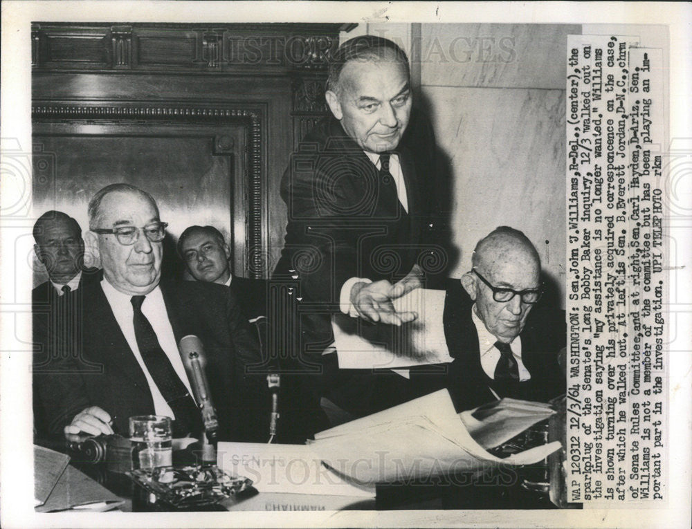 1964 Press Photo Sen John J Williams - Historic Images