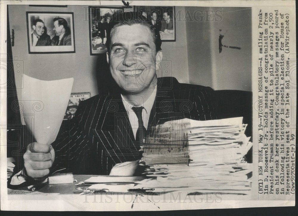 1949 Press Photo Franklin D Roosevelt Jr Wins Special Election For House Seat - Historic Images