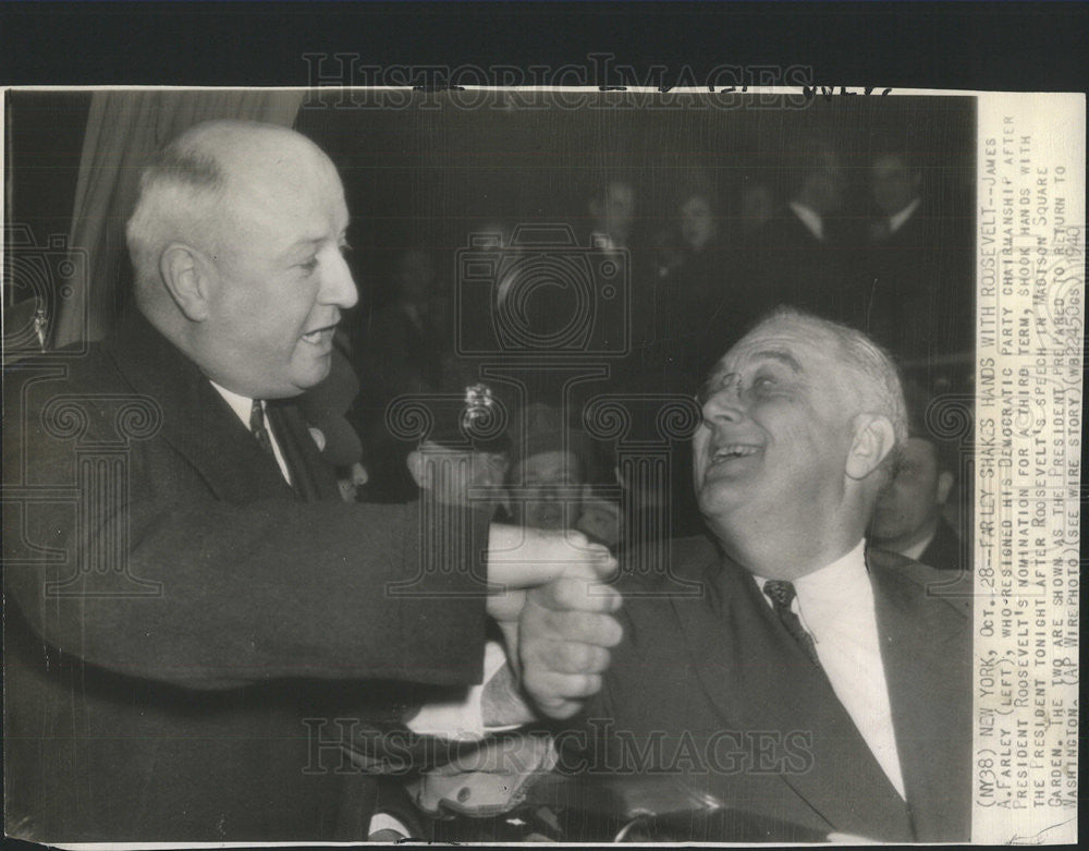 1940 Press Photo James A Farley Democratic Party Chairmanship - Historic Images