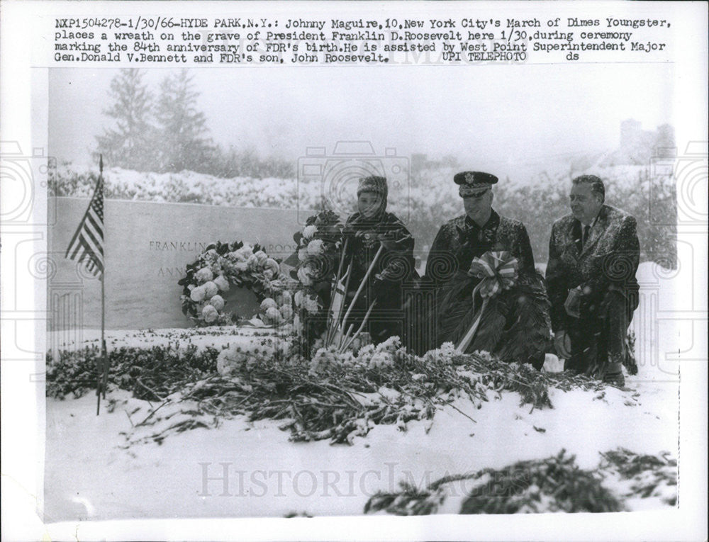 1966 Press Photo Franklin Delano Roosevelt US President FDR anniversary Johnny - Historic Images