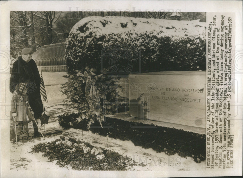 1957 Press Photo Franklin Delano Roosevelt US President Wife Eleanor Grave - Historic Images