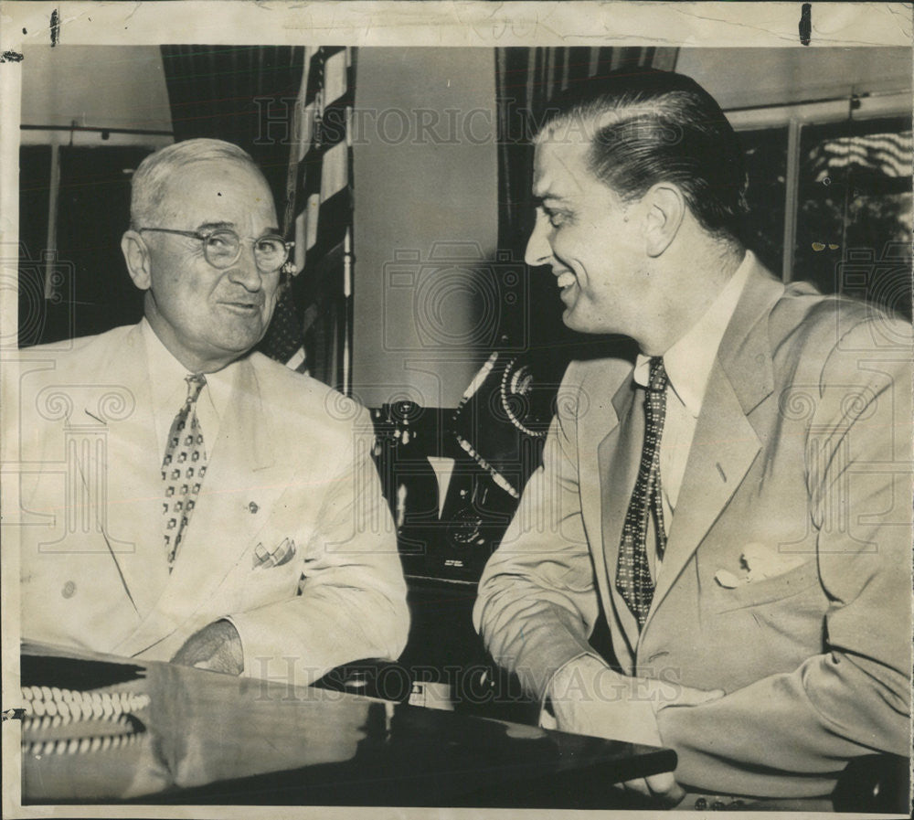 1949 Press Photo Franklin D Roosevelt Jr Visits President Truman White House - Historic Images