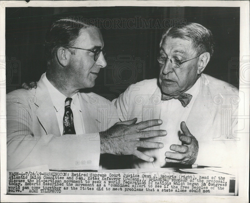 1949 Press Photo Owen J Roberts Retired Supreme Court Justice - Historic Images