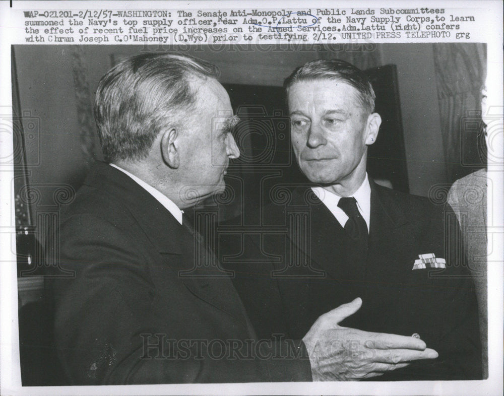 1957 Press Photo O P Lattu American Naval Force Rear Admiral General Chicago Ill - Historic Images