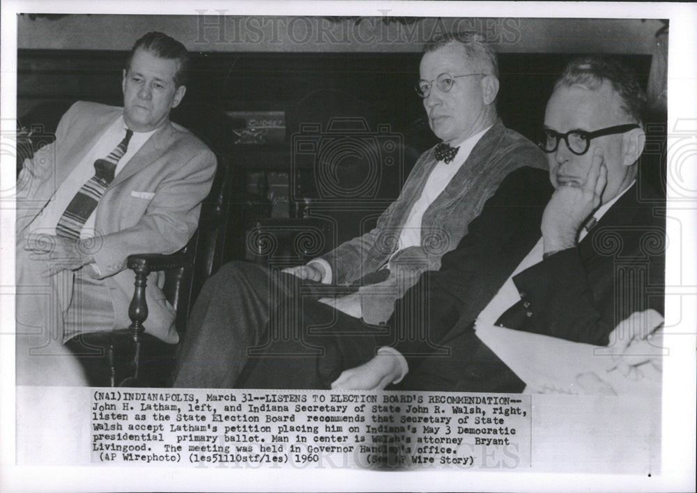 1963 Press Photo John H Latham American Politician State Election Board Meeting - Historic Images