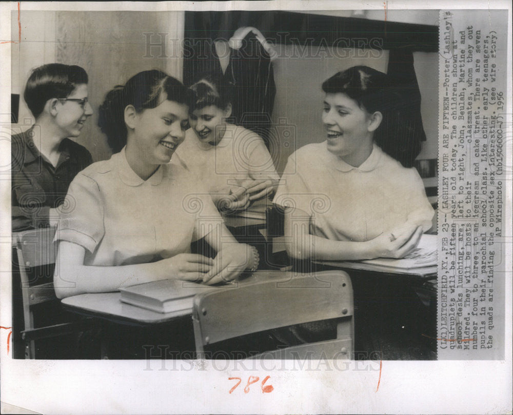 1958 Press Photo Lashley Quadruplets Leitchfield Ky - Historic Images