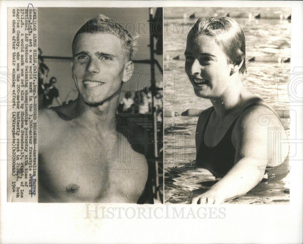 1964 Press Photo Australian Murray Rose American Sharon Stouder Outdoor swimming - Historic Images