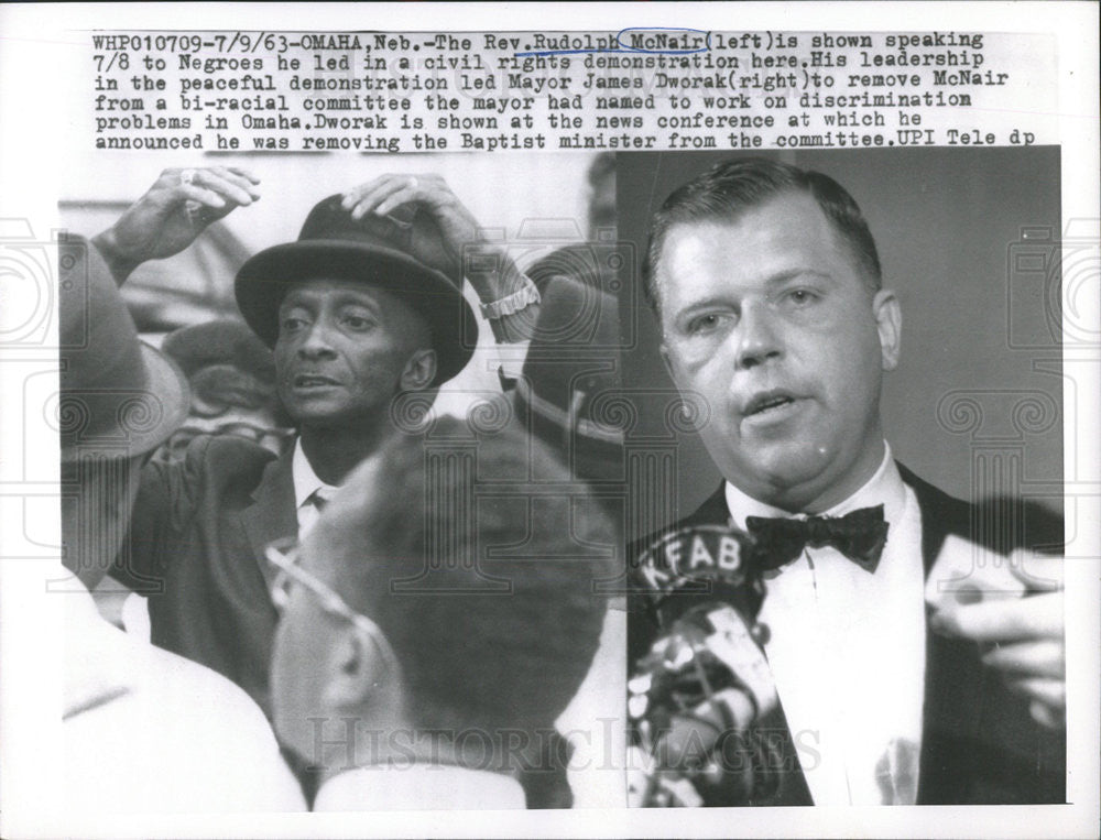 1963 Press Photo Rev. Rudolph McNair civil rights demonstration Mayor Dworak - Historic Images