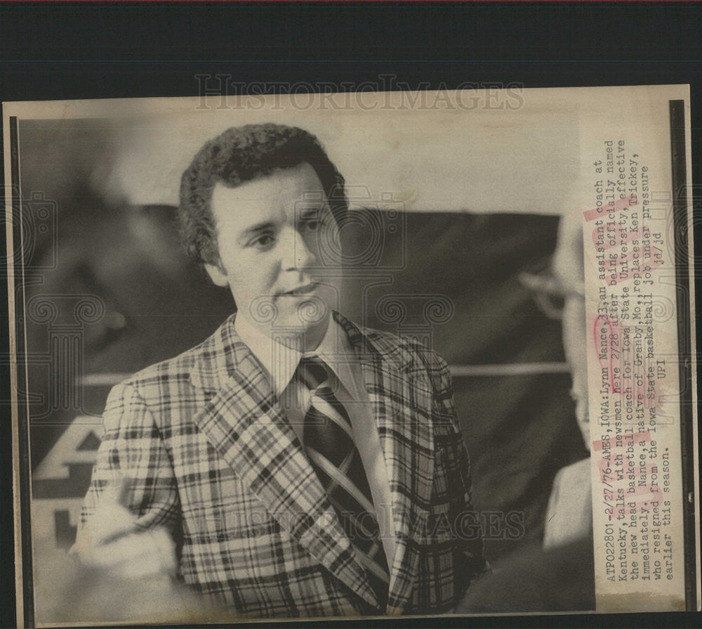 1976 Press Photo  Lynn Nance Asst  basketball coach at Kentucky - Historic Images