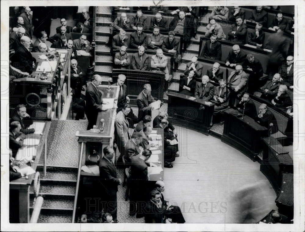 1956 Press Photo Guy Mollet &amp; Andre Le Trocquer French National Assembly - Historic Images