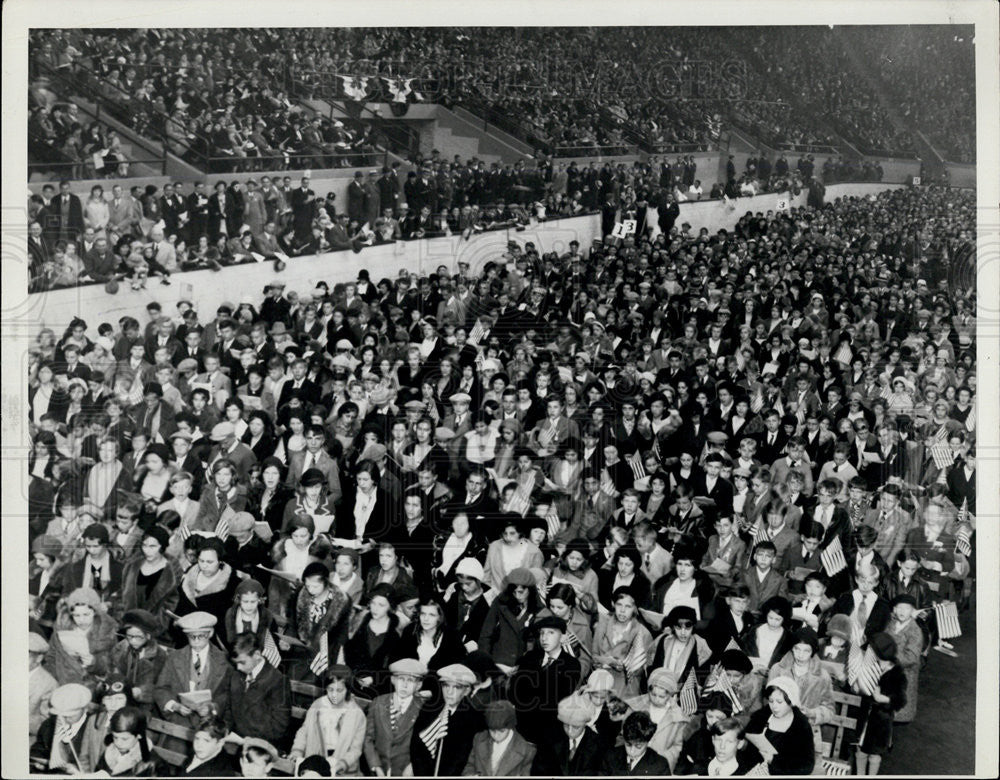 1932 Press Photo Children chorus and crowd, Lutherans celebration. - Historic Images