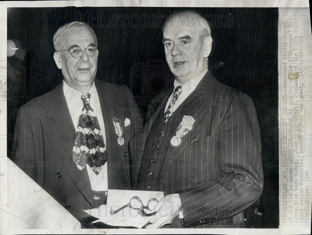 1949 Press Photo CIO President &amp; Director Philip Murray &amp; Jack Kroll Union - Historic Images