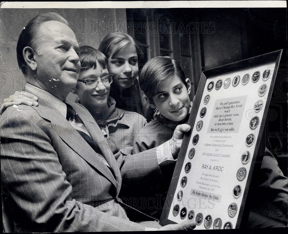 1971 Press Photo Rev Kroc,Joe Kure,J Pankiewicz,K Golnick,Boy Scouts honored - Historic Images
