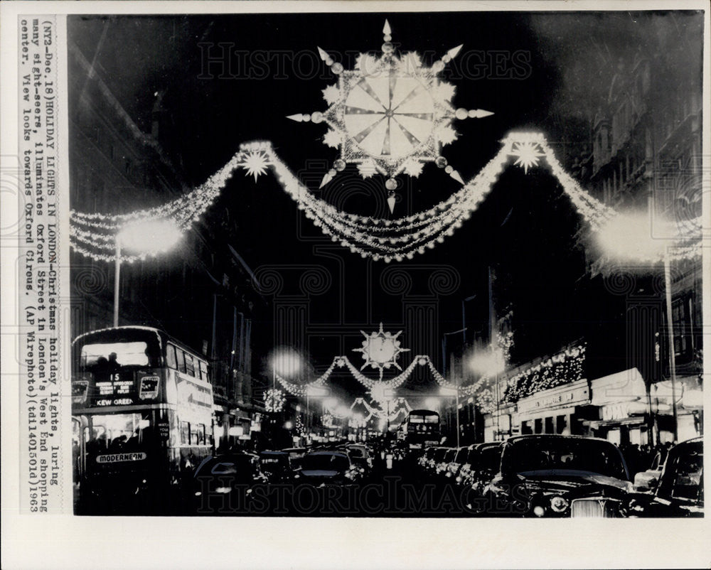 1963 Press Photo  Holiday lights in London,England - Historic Images