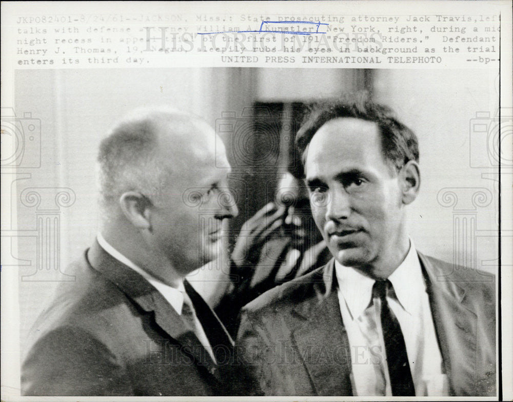 1961 Press Photo State Prosecutor Jack Travis with Attorney William Kunstler - Historic Images