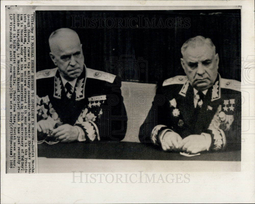 1965 Press Photo Marchal Zhukov Returns to Spotlight in Moscow - Historic Images