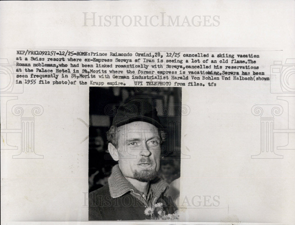 1959 Press Photo Roman Nobleman Prince Raimondo Oraini - Historic Images