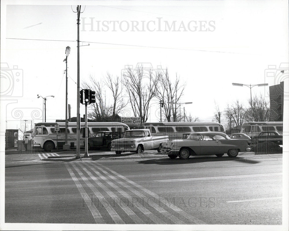 1965 Press Photo Corner of B Street abd Main,Highway 40 downtown Sparks Nev - Historic Images