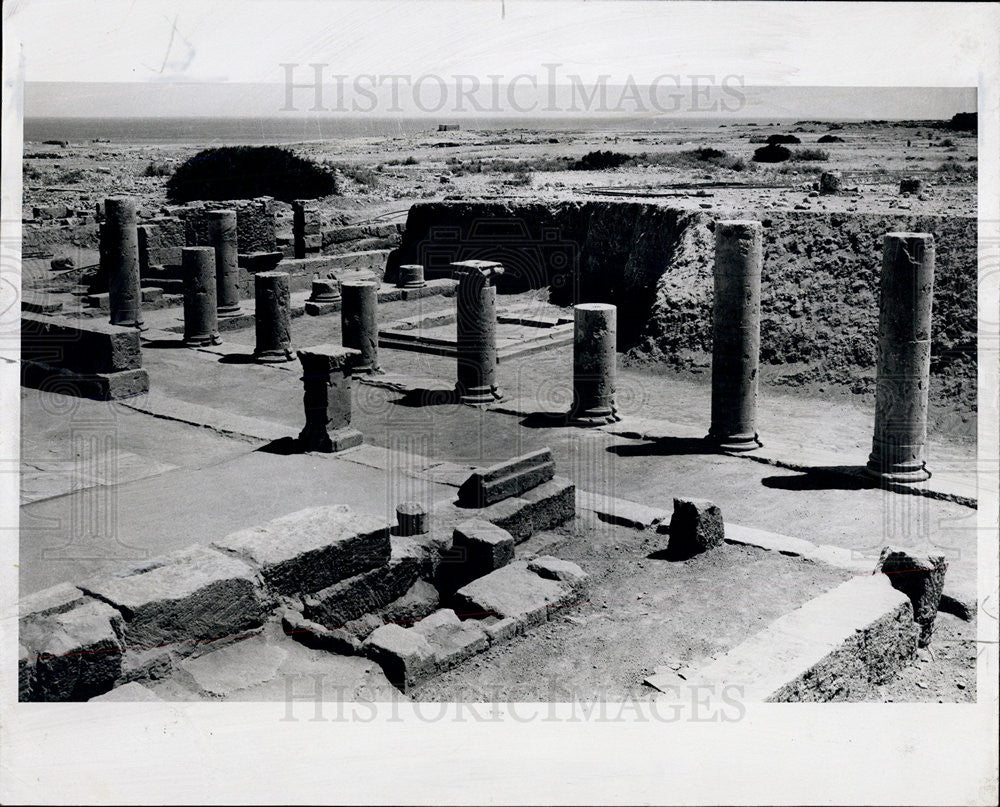 1956 Press Photo Ruins of the Hall of Banqueters in Libya - Historic Images