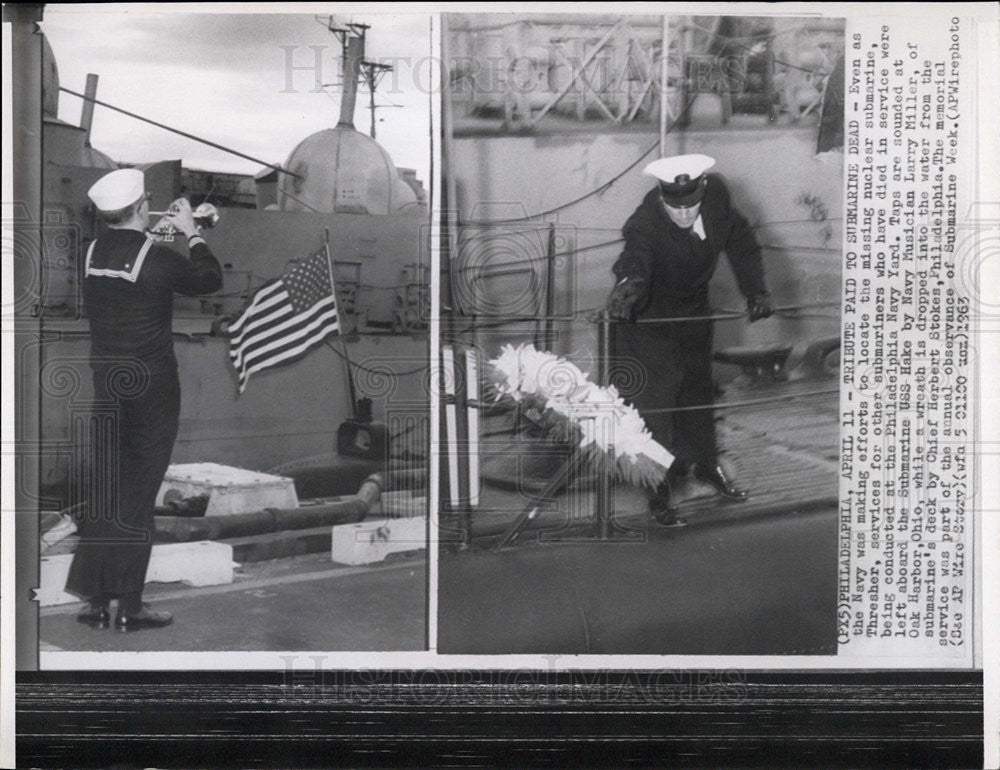 1963 Press Photo Services for Submariners who have Died in Service, Philadelphia - Historic Images