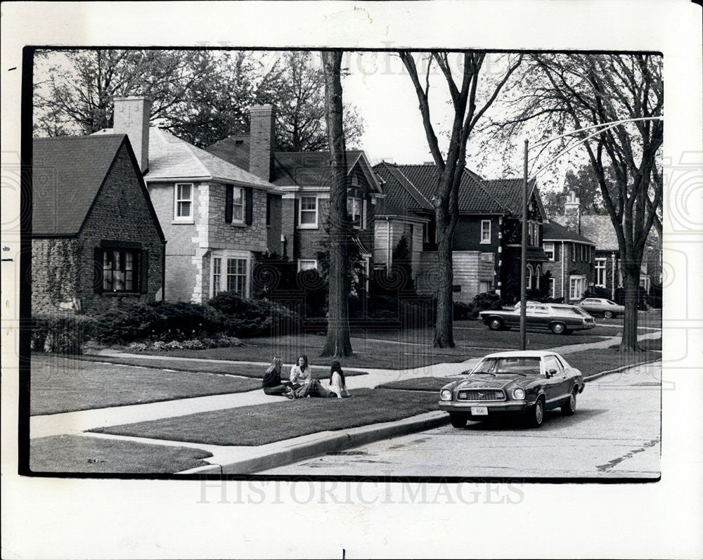 1974 Press Photo A tree-lined street in Chicago&#39;s Sauganash&#39;s neighborhood. - Historic Images