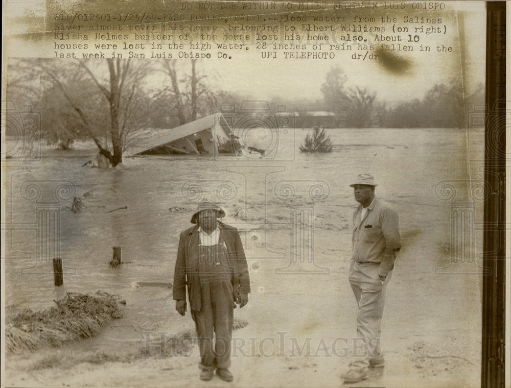 1969 Press Photo Flood Waters Salinas River San Luis Obispo County - Historic Images