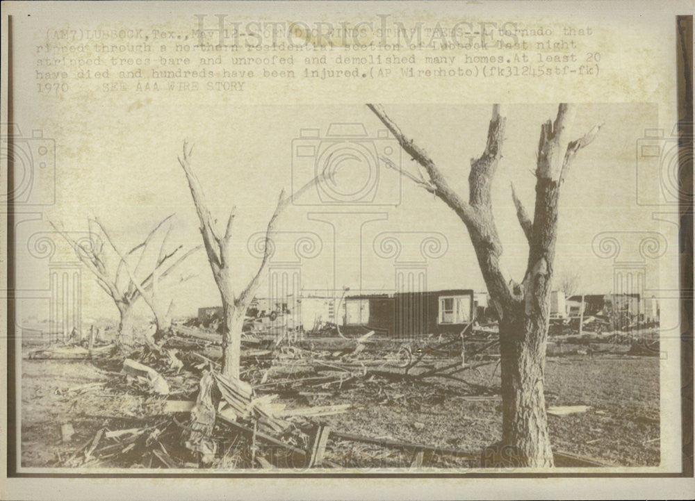 1970 Press Photo Tornado Damage Northern Residential Section Lubbock - Historic Images