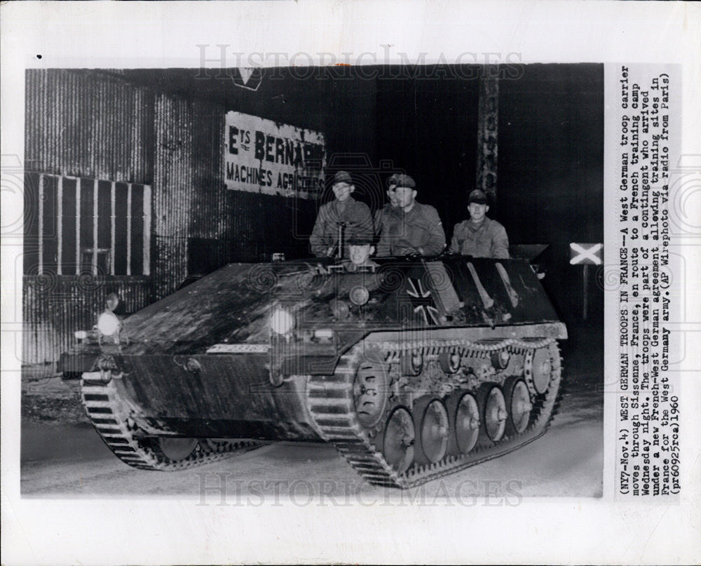 1960 Press Photo West German Troop Carrier in Sissonne, France - Historic Images