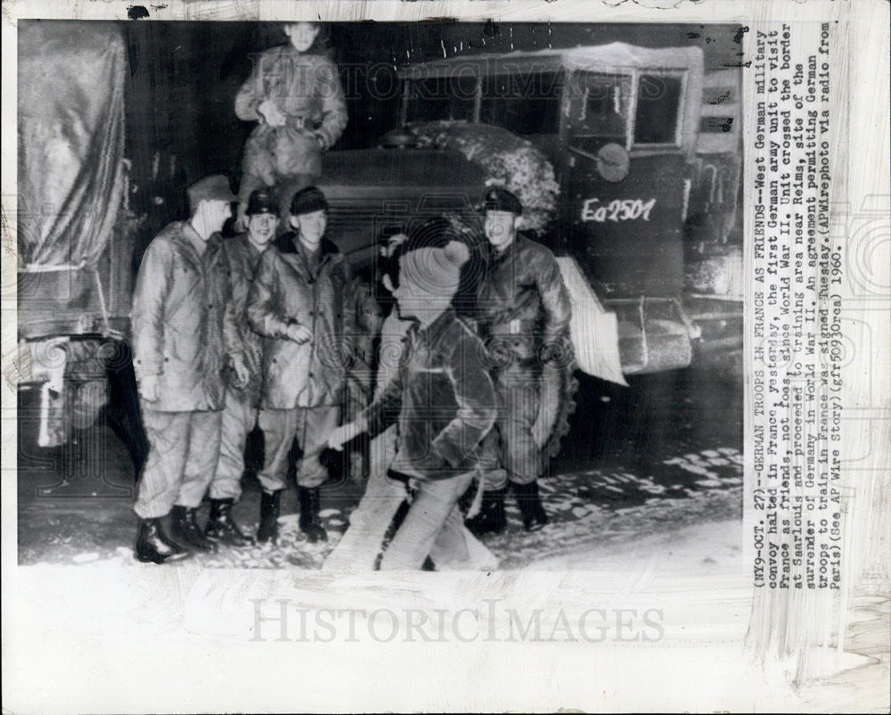 1960 Press Photo West German Military Convoy in France for Training - Historic Images