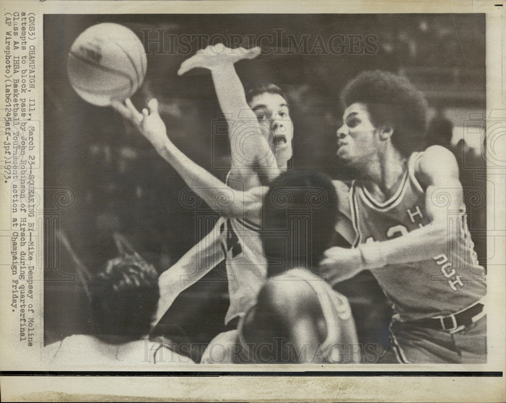 1973 Press Photo Mike Dempsey of Moline and John Robinson of Hirsch - Historic Images