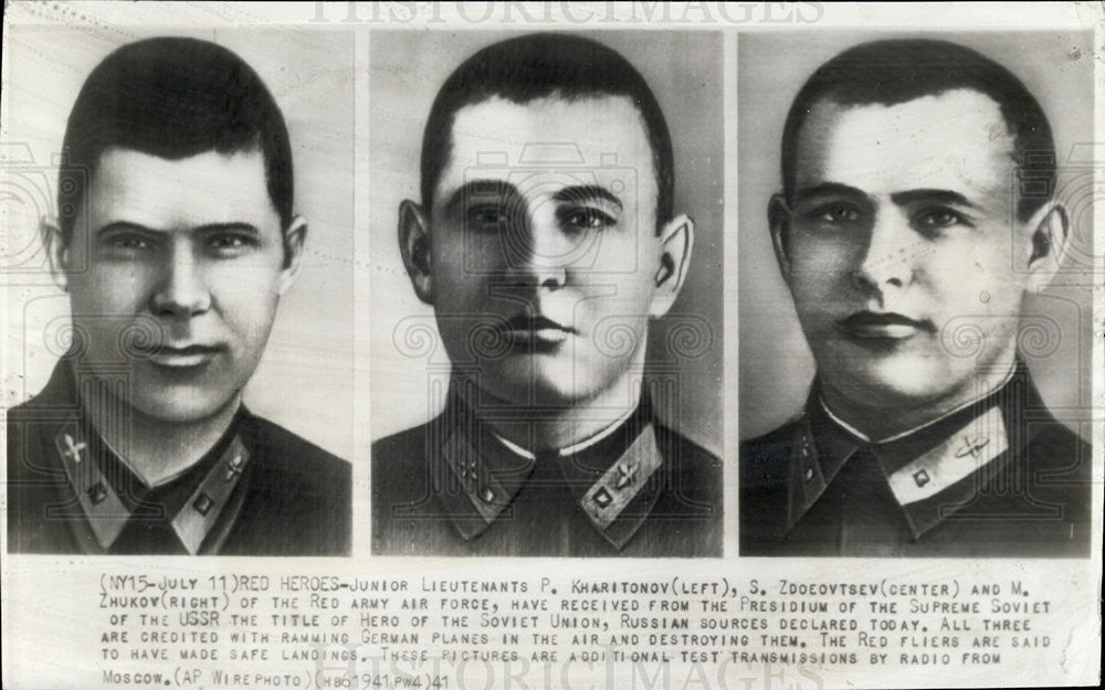 1941 Press Photo P. Kharitonov, S. Zdoeovtsev & H. Zhukov, Red Army air force - Historic Images