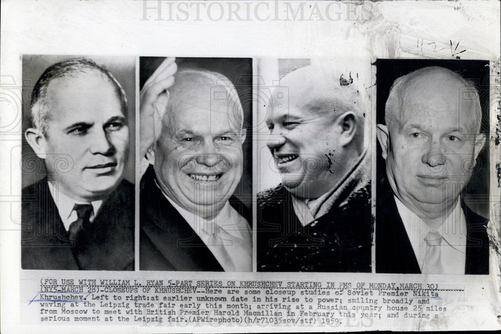 1959 Press Photo Portraits of Soviet Premier Nikita Khrushchev - Historic Images