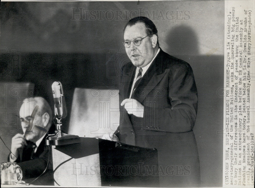 1947 Press Photo UN Secretary General Trygve Lie - Historic Images