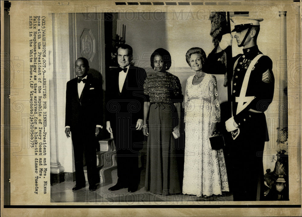 1973 Press Photo President &amp; Mrs Nixon with Ivory Coast Pres &amp; Mrs F Houphouet - Historic Images