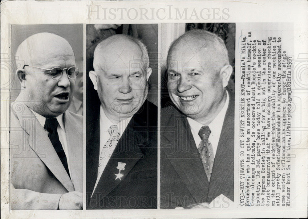 1957 Press Photo Russia&#39;s Red Party Boss Nikita Khrushchev - Historic Images